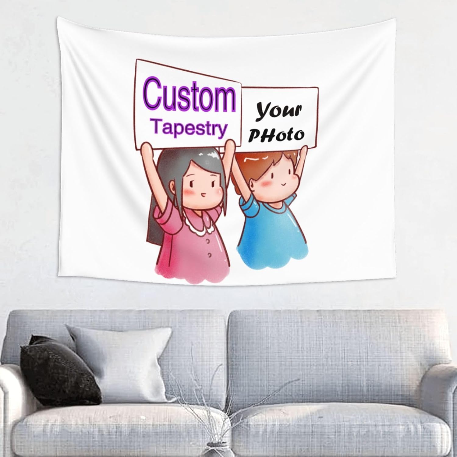 Tapestries - YRH Custom Tapestry Upload Image/Text/Logo,Personalized Tapestry Wall Hanging Backdrop Home Decor for Dorm,Bedroom,Living,Room,Horizontal - 60 * 40 inch