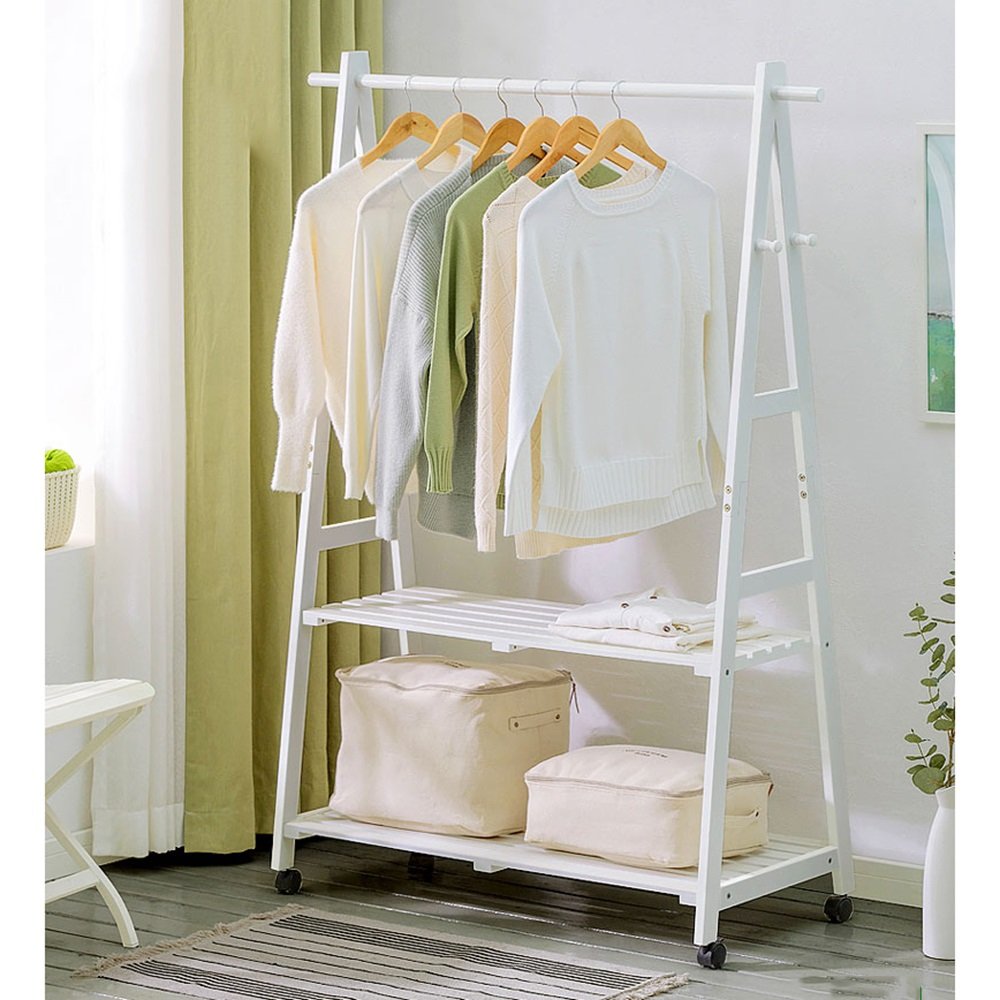 Perchero Feifei Madera Maciza Con Polea Perchas De Pie Sala De Estar