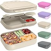 Caperci Stackable Bento Lunch Box for Adult & Teens - Reinforced Leak-Proof Lunch Container 4-Compartment with Utensils & Sauce Container, BPA-Free, Dishwasher/Microwave Safe, 47oz (Pale Mocha)