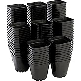 Juvale Square Nursery Pots - Seedling Planters with Drainage Holes - Versatile Pots for Plants & Succulents - Space-Saving Stackable Planters - 2.6 in, Pack of 150, Black