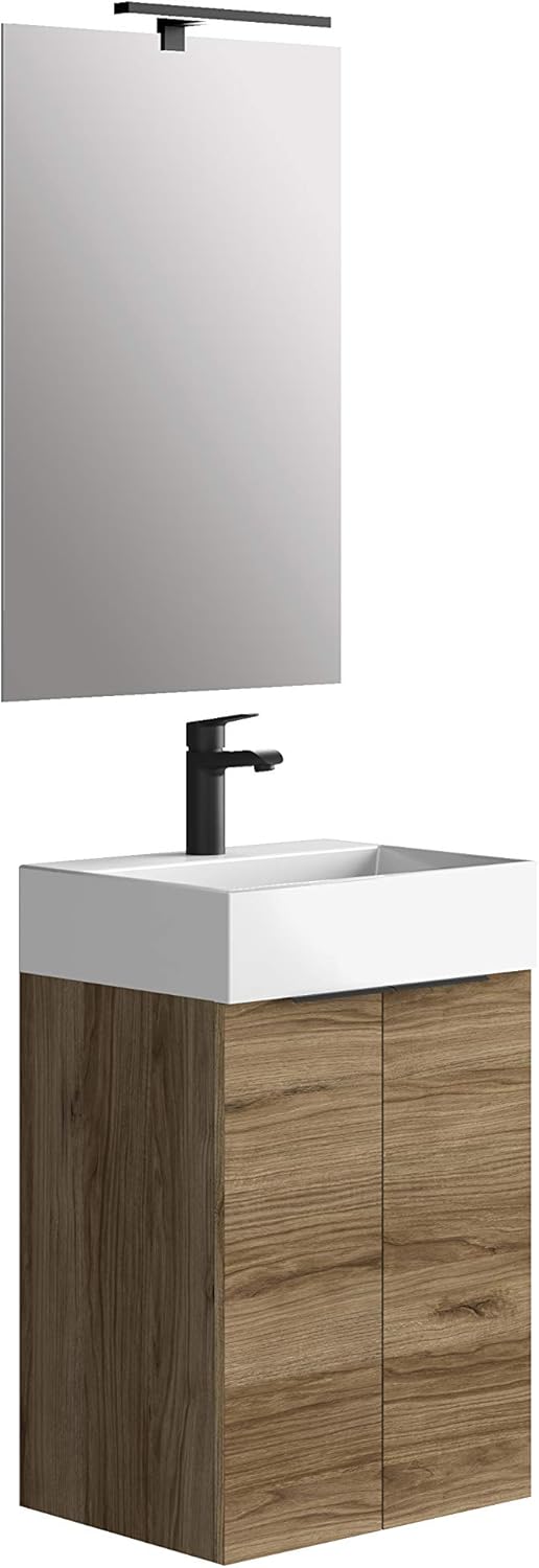 Baikal 280034090, Mueble de baño pequeño con Lavabo cerámico y Espejo
