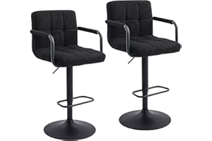 Furnimart 30" Artificial Sherpa Upholstered Bar Stool, Adjustable Counter Stools Bar Chairs Modern Design Swivel Barstools Hydraulic Stools for Kitchen and Dining Room Set of 2 (FauxFur-Black)