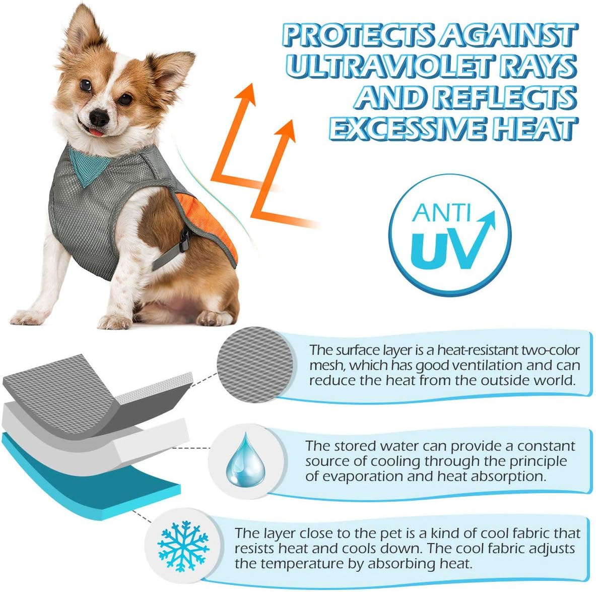 POPETPOP Dog Cooling Vest - Reflective Dog Cooling Coat with Adjustable Side Straps, Pet Cooler Jacket(Size) - Image 5