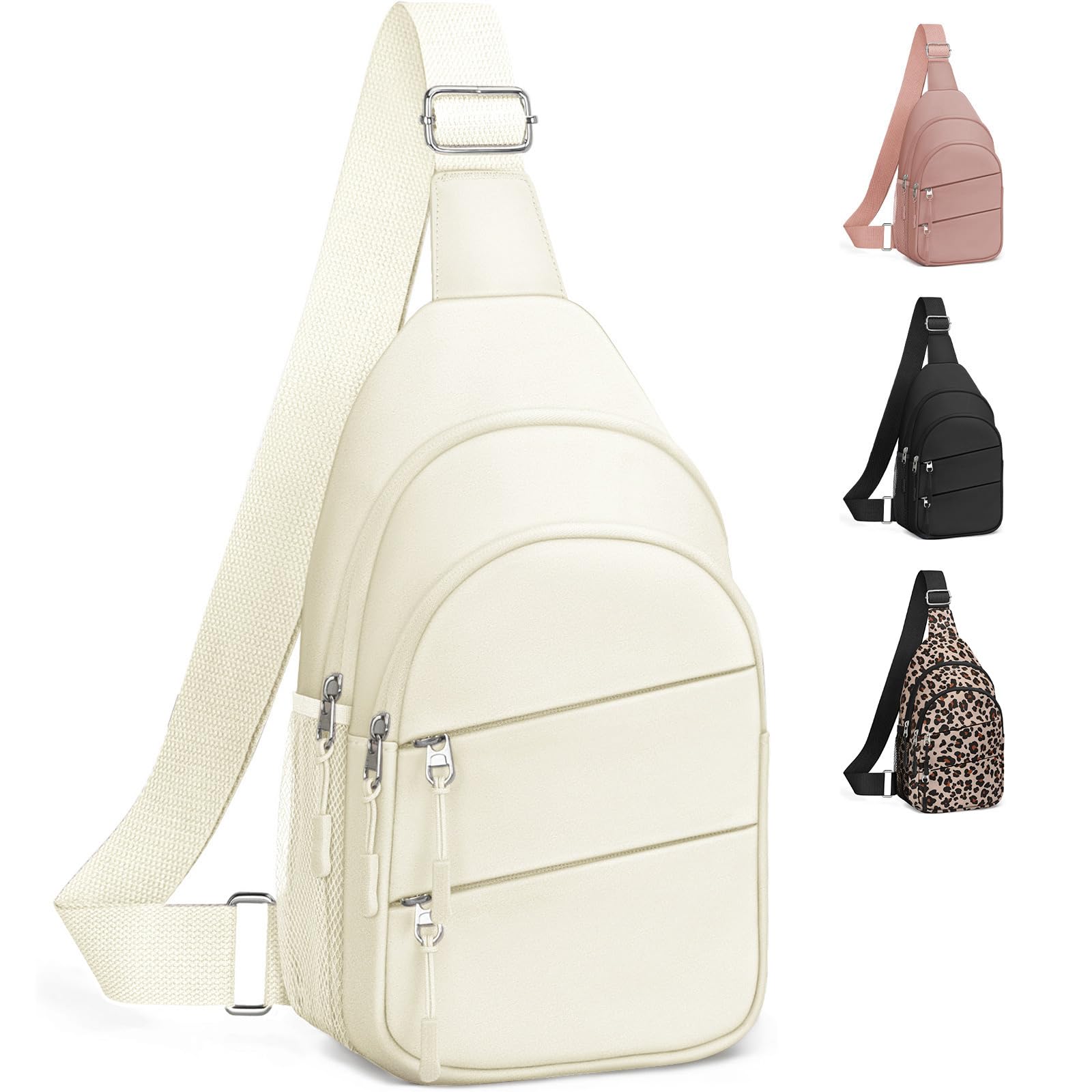 Photo 1 of Crossbody Bags for Women, Sling Bag for Men, Small Hiking Backpack Anti Theft Lightweight for Outdoors Travel (L, Beige)