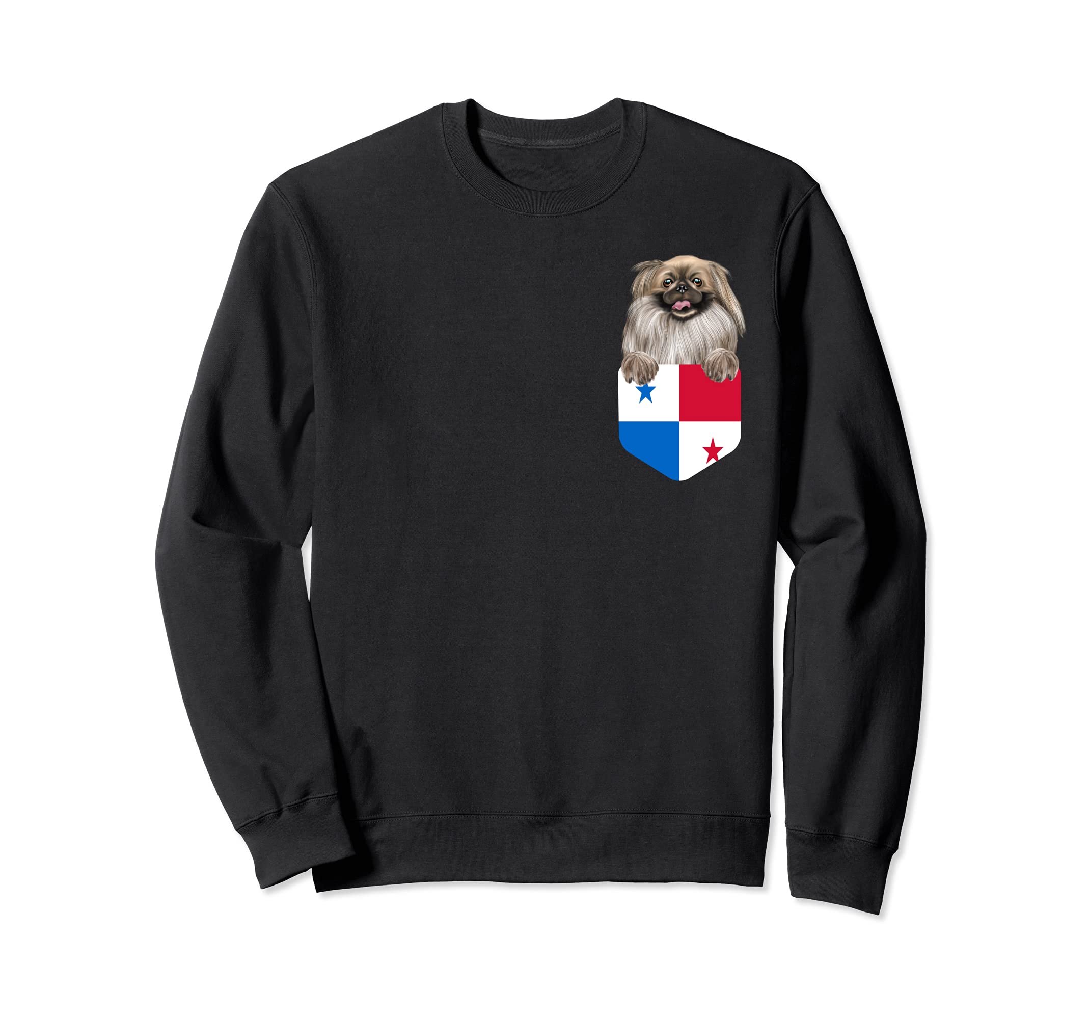 Panama Flag Pekingese Dog In Pocket Sweatshirt