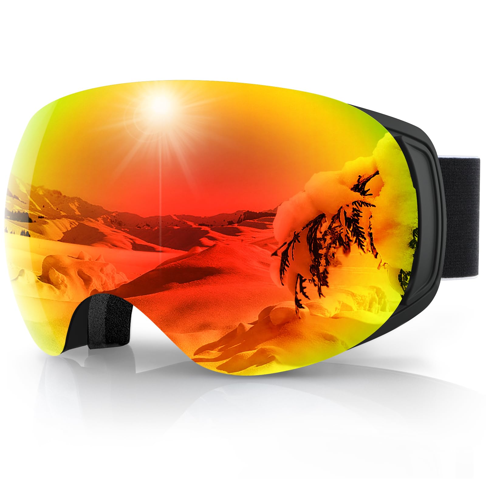 findway Ski Goggles OTG for Women Men Adult Youth-Over Glasses Snow Goggles-Interchangeable Lens,Anti Fog Snowboard Goggles Image