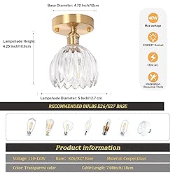 Shenmoyl Semi Flush Mount Gold Vintage Lights