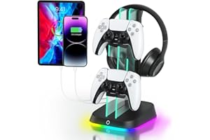 XIONZIJA Gaming Headphone Holder & Headset Holder for Desk-with 2 USB Charging Ports-Earphone Hanger Accessories for Desktop Gamer