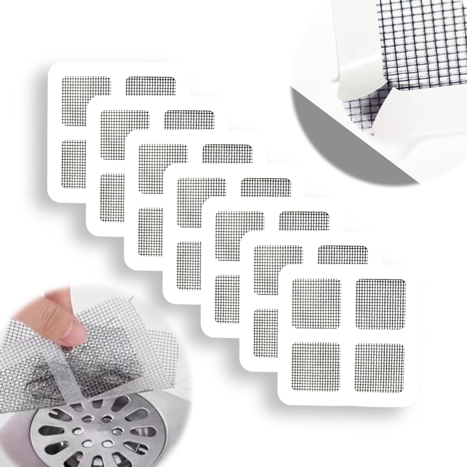 Photo 1 of 4" X 4" Disposable Shower Drain Hair Catcher Mesh Stickers, Floor Drain Filter Stickers, Sink Drain Strainer Cover for Bathtub Bathroom Drain (30pcs)
