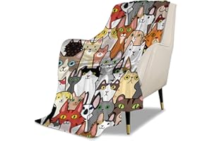 UGTEWXU Kids Cute Cats Puss Cartoon Print Throw Blanket for Boys and Girls 50"X40" Blanket with Cats on It Suitable for All Season