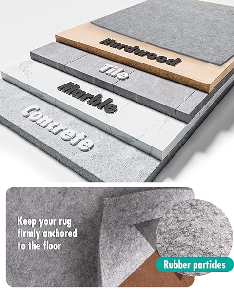 NON SLIP RUG PAD GRIPPER – 8X10 FEET 1/4” EXTRA THICK FELT UNDER RUG FOR AREA RUGS AND HARDWOOD FLOORS,SUPER CUSHIONED NON SKID CARPET PADDING