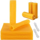 Oungy 24pcs Beeswax Sheets 8x8 Inch Include Cotton Wick | Beeswax Sheets For Candle Making DIY Craft, Natural Honeycomb Wax With 24 Cotton Wicks