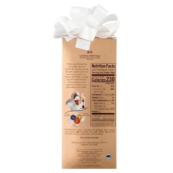 LINDT LINDOR ASSORTED CHOCOLATE CANDY TRUFFLES TRADITIONS GIFT BOX, ASSORTED CHOCOLATE WITH SMOOTH, MELTING TRUFFLE CENTER, 6.8 OZ.