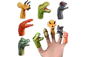 SAURAWAN 5 Pcs Dinosaur Finger Puppets Party Faovrs for Toddler and Kids 3-5 4-8, Mini Baby Finger Puppet Toys, Small Animals Bulk Toys for Kids Prizes, and Show Theater Props