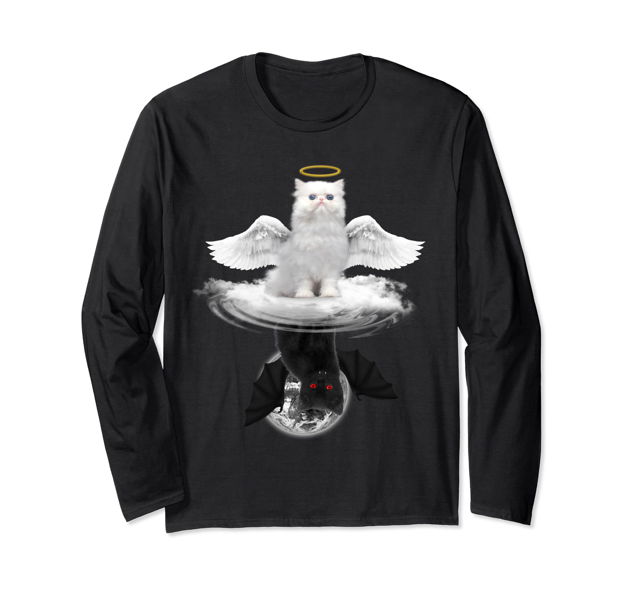 Angel Cat And Devil Cat Funny Kitty Kitten Cats Lovers Long Sleeve T-Shirt