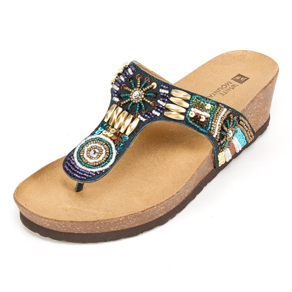white mountain beaded sandals