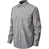 WORKWEYA Men's Flame Resistant Shirts 6.5oz Lightweight Plaid FR Button-Down Welding Shirts CAT2/NFPA2112
