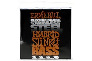 Ernie Ball Hybrid Slinky Stainless Steel Bass Guitar Strings, 45-105 Gauge (P02843)