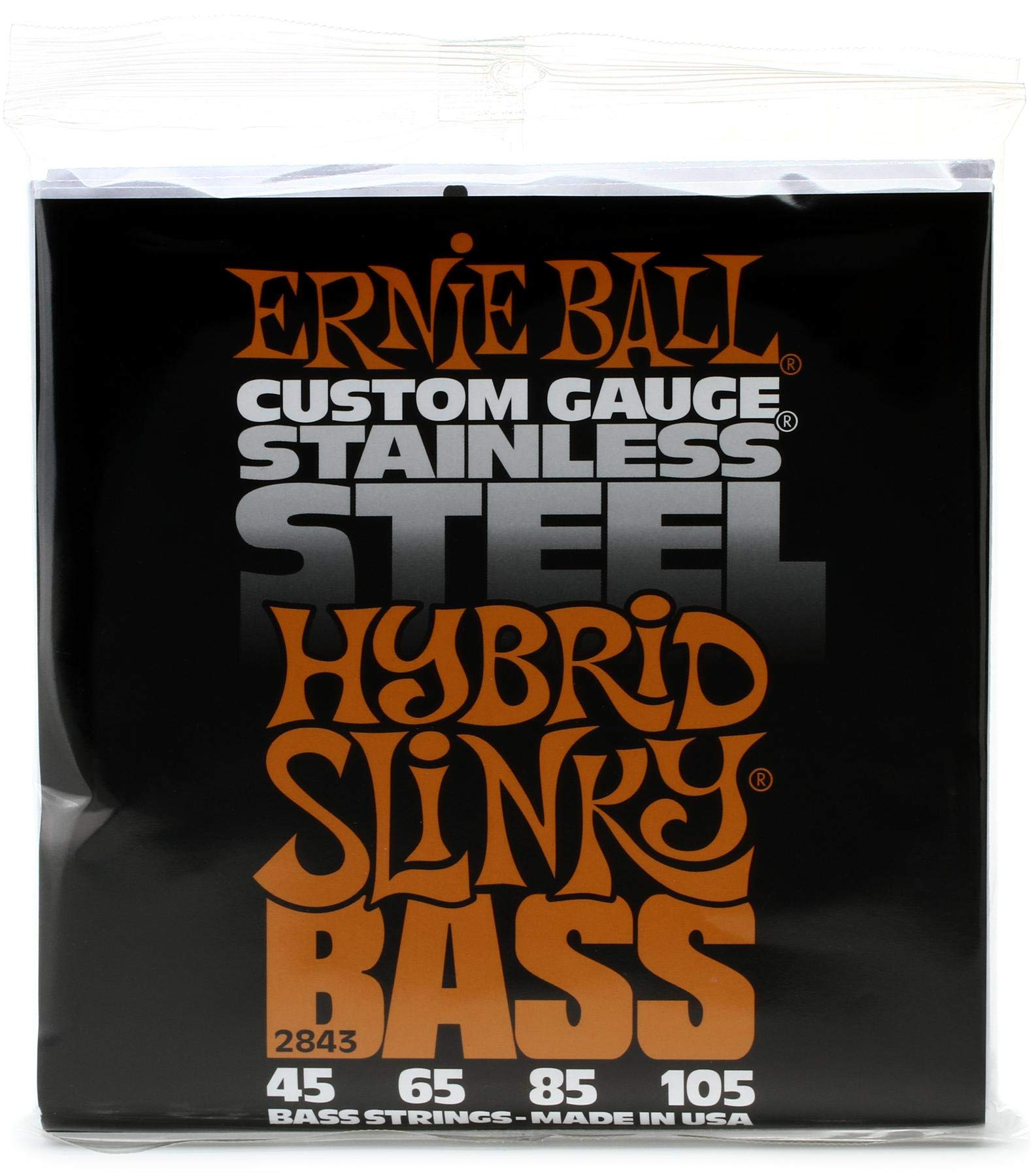 Ernie Ball P02843 Hybrid Slinky Stainless Steel Electric Bass Strings - 45-105 Gauge