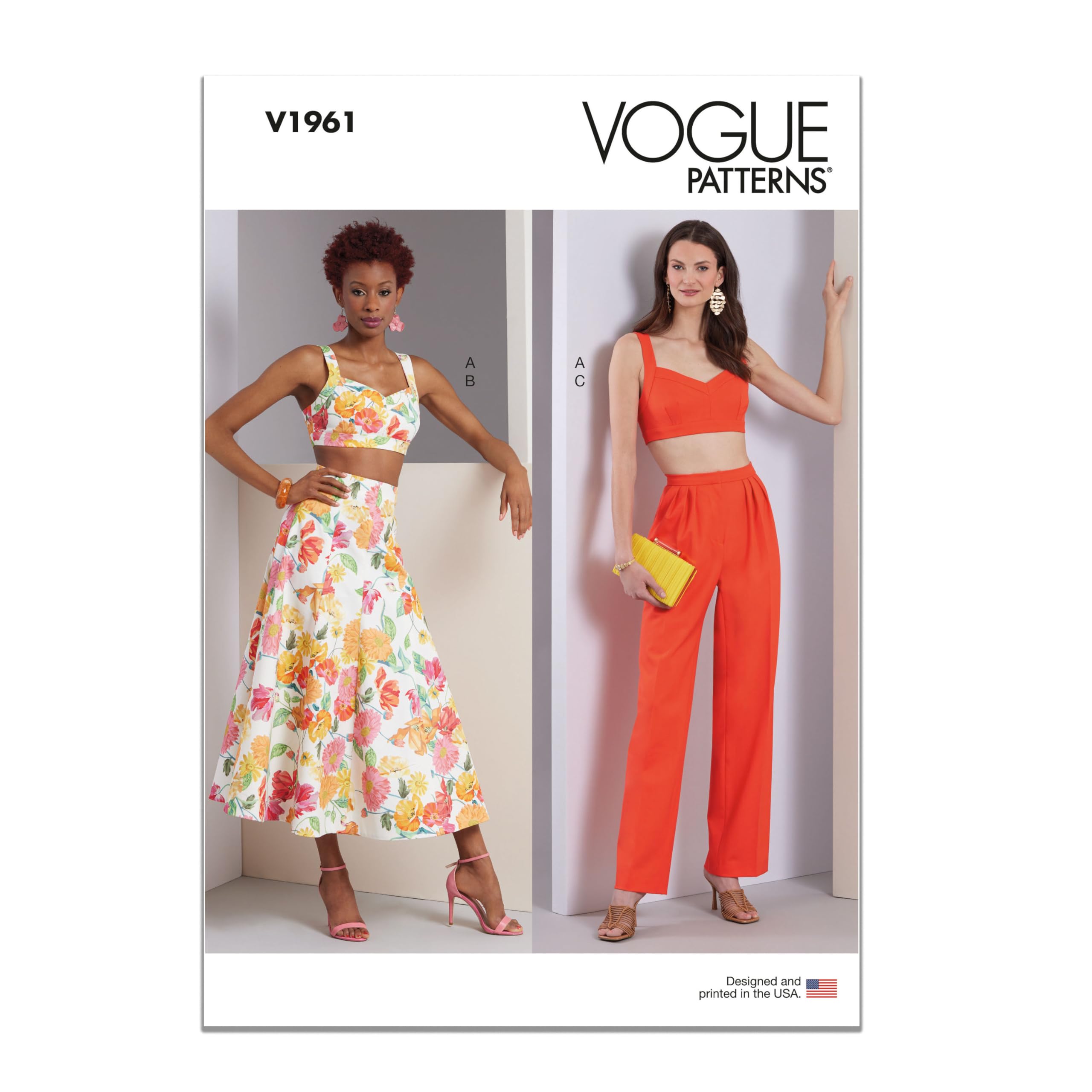 Vogue V1961AX5 Misses' Top, Skirt and Trousers AX5(4-6-8-10-12)
