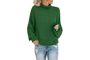 ADJHDFH Womens Sweaters Turtleneck Oversized Sweaters Batwing Long Sleeve Pullover Loose Chunky Knit Jumper