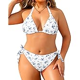 Women Plus Size Bikini Set - Two Piece Triangle Swimsuits Halter String Bathing Suit 2025 Tie Swimwear