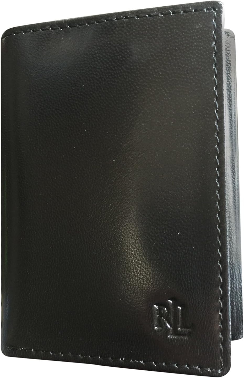polo ralph lauren mens trifold leather wallet black