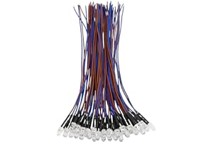 Juasky 60pcs Pre Wired Led 5mm，12v Pre Wired Led Diode Lights,Purple Led Light Emitting Diodes for DIY Scientific Experiment