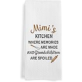 GWFSJYU Mimi Gifts Kitchen Towels, Mothers Day Birthday Gifts for Mimi Dish Tea Towels, Grandma Mimi's Kitchen Decorative Hand Towel Gift from Grandchildren Grandkids, 16x24 Inch