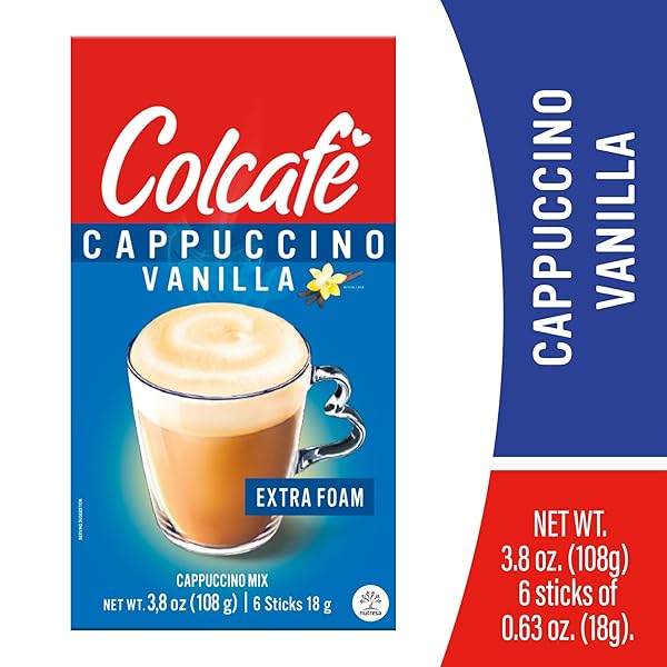 COLCAFE INSTANT FRENCH VANILLA CAPPUCCINO, 6 STICKS PER PACK, PACK OF 2