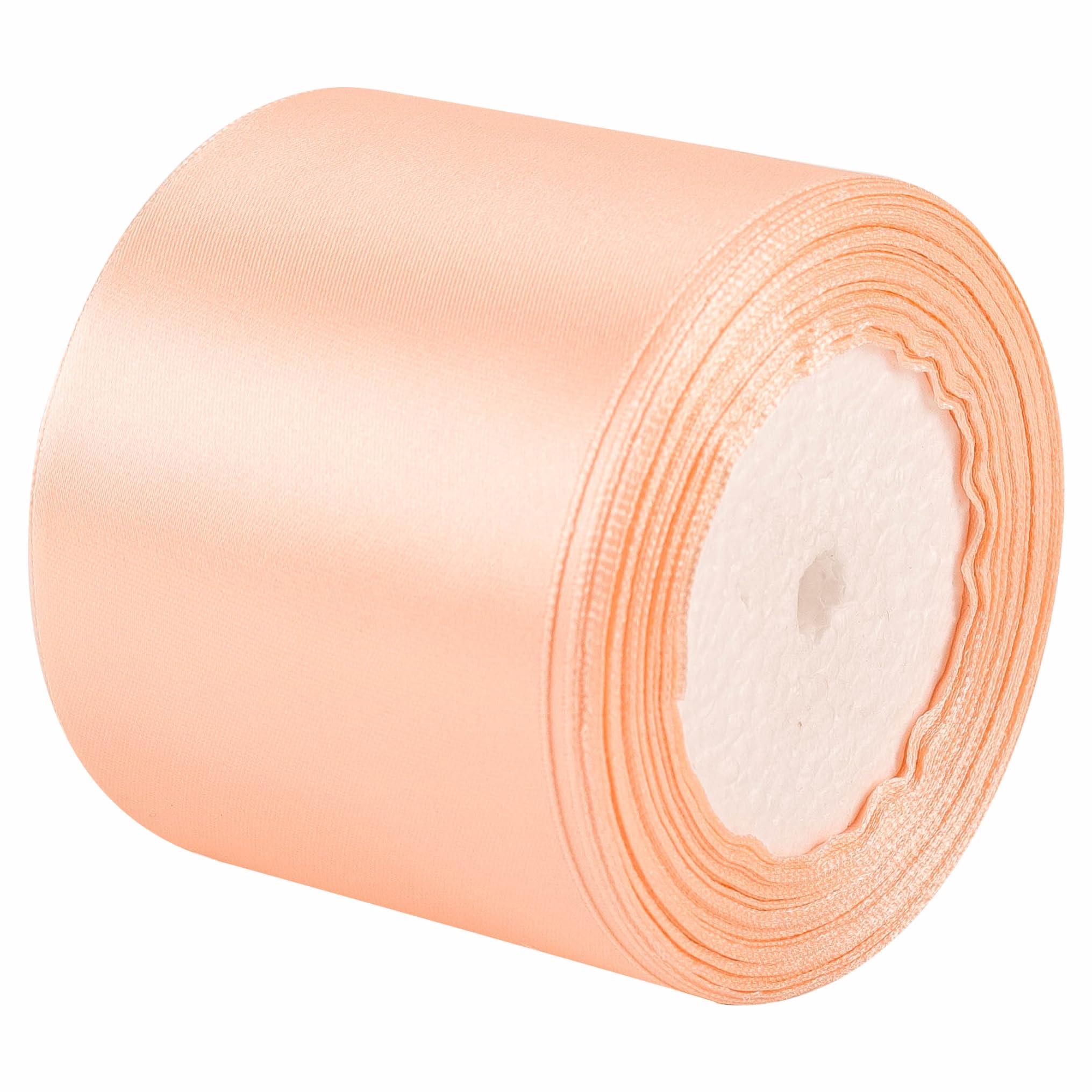 75mm Wide Champagne Solid Satin Ribbon for Gift Wrapping 22M,Silk Thick Ribbon Polyester Ribbon 75mm for Crafting Christmas,Hair Bows, Bouquets,Cake,Wedding Car,Party Decoration