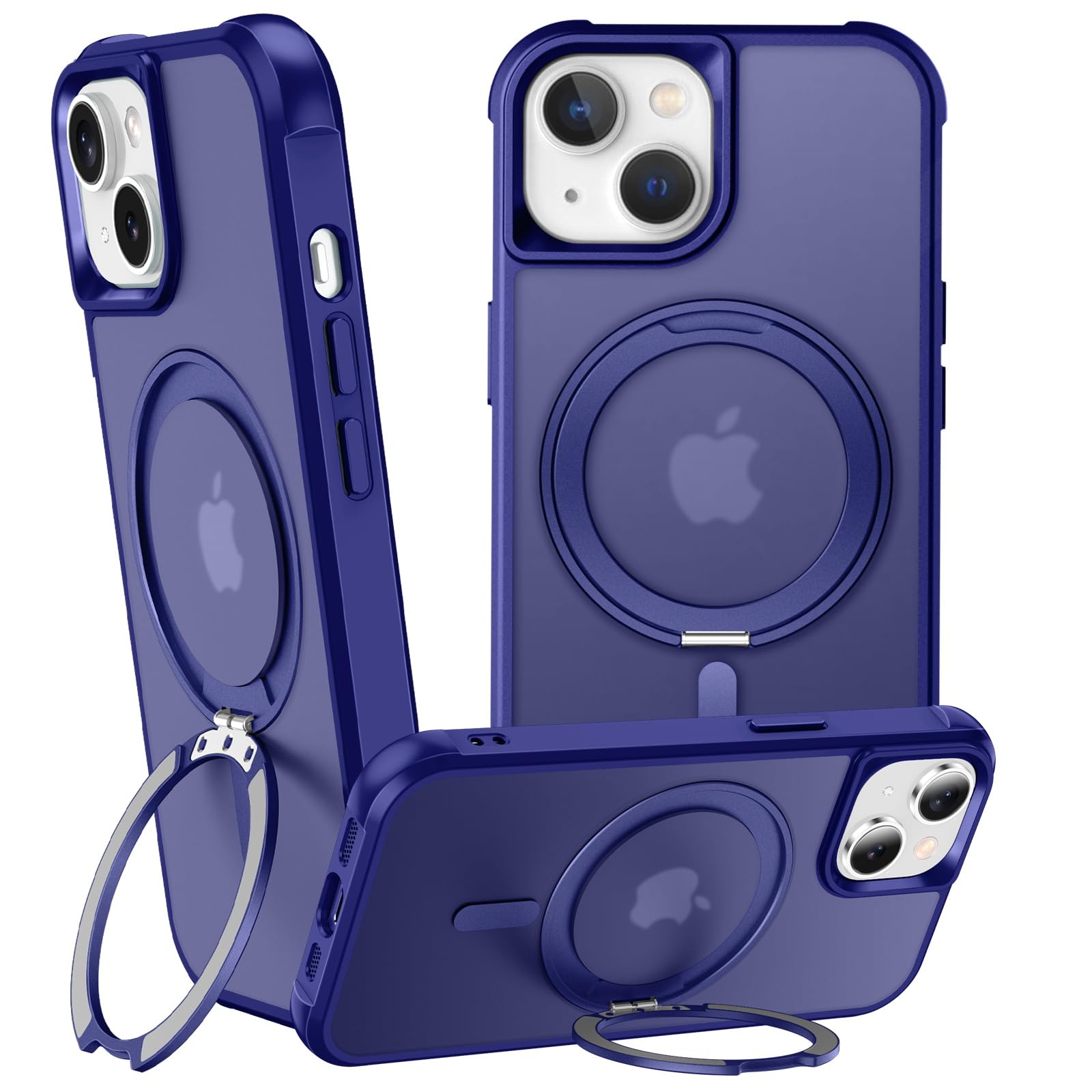 Photo 1 of ZHOGTNEG 360° Magnetic Swivel Ring for iPhone 14 case, Built-in Metal Stand and Ring Holder, Magsafe Compatible, Military Grade Protection, Shock Resistant - Blue