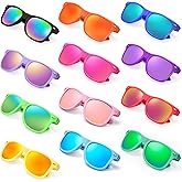 Geopty 12/24 Pack Wholesale Retro Neon Colors Party Favor Supplies Unisex Sunglasses Bulk for Adults Teens, UV400 Protection