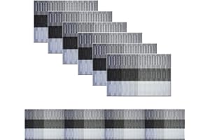 Bright Dream Placemats for Dining Table Washable Easy to Clean PVC Table Runner Placemat (1 Table Runner and 6 Placemats, Black)