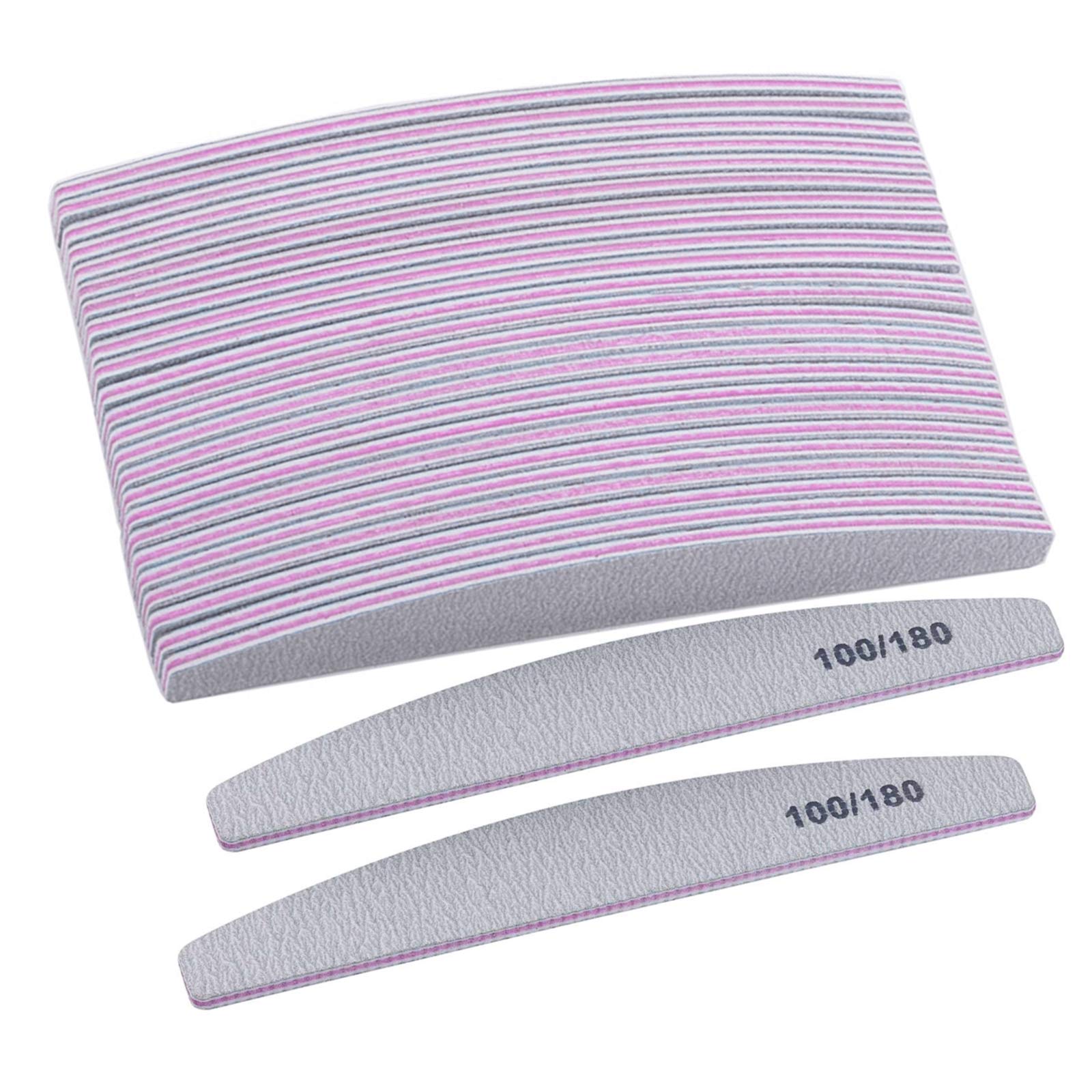 25 Pack Emery Board Manicure Tools Double-Sided Coarse Washable Nail Files(100/180)