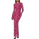 PRETTYGARDEN Women's Floral Bodycon Maxi Dress 2026 Spring Elegant Mesh Long Sleeve Formal Wedding Guest Cocktail Dresses