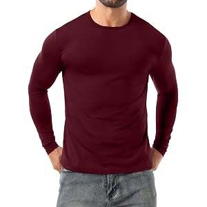 Sailwind Mens Base Layer Thermal Underwear Long Sleeve Crew Neck Shirts | Lightweight, Fleece Lined,Athletic, Workout Top, Hi