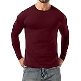 Sailwind Men Base Layer Moisture Wicking Shirts Long Sleeve Thermal Underwear Dark Red