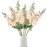 Rzoukler Champagne Delphinium Artificial Flower 6PCS Champagne Larkspur Silk Delphinium Flowers 29.52" Long Stem Fake Flower for Tall Vase Wedding Floral Arrangements Home Table Decor(Champagne)