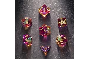 DND Dice Set 7Pcs Polyhedral Sharp Edges Dice for Dungeons and Dragons RPG Player(Rose Citrine)