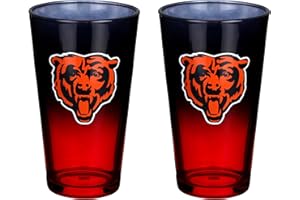 The Memory Company Officially Licensed NFL 2-Pack 16oz Ombre Pint Glass Set, Licensed Team Drinkware, Stylish Gameday Glassware, Team Logo