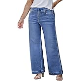 Eytino Womens Plus Size Jeans Straight Leg High Waisted Stretchy Denim Pull On Pants with Pockets(1X-5X)