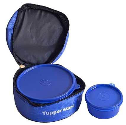 Tupperware Classic Plastic Lunch Box with Bag, 2-Pieces, Blue