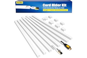 YesBes 116in Cord Hider Kit, Cord Covers for Wires on Wall, Cord Hider for Wall Mount tv, Paintable Cable Raceway, tv Cable Hider Wall kit, Wire Covers for Cords, W0.59in X H0.4in, White
