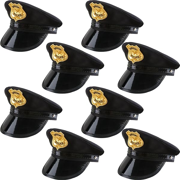 Amazon.com: SGBETTER 8 Pack Kids Police Hat Black Cop Hat