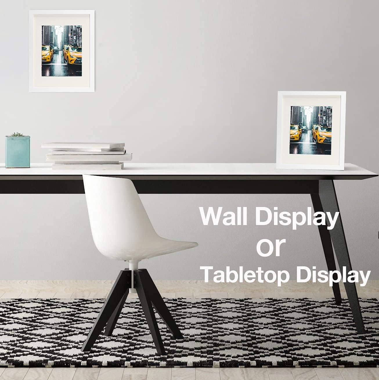 Picture Frames 8x10 Picture Frames Set of 4, Display Pictures 6x8 with Mat or 8x10 Without Mat, Solid Wood Photo Frames for Wall or Tabletop Display, White -