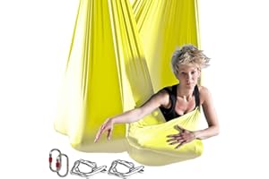 PRIORMAN 5.5 Yard Aerial Yoga Hammock Set Yoga Hammock Kit for Fitness Anti Gravity Fabrics with Low Stretch Nylon Fabric & I