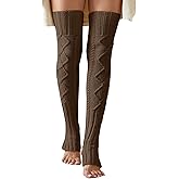 Leoparts Women's Extra Long Stirrup Leg Warmers Winter Knitted Over Knee Thigh High Footless Socks