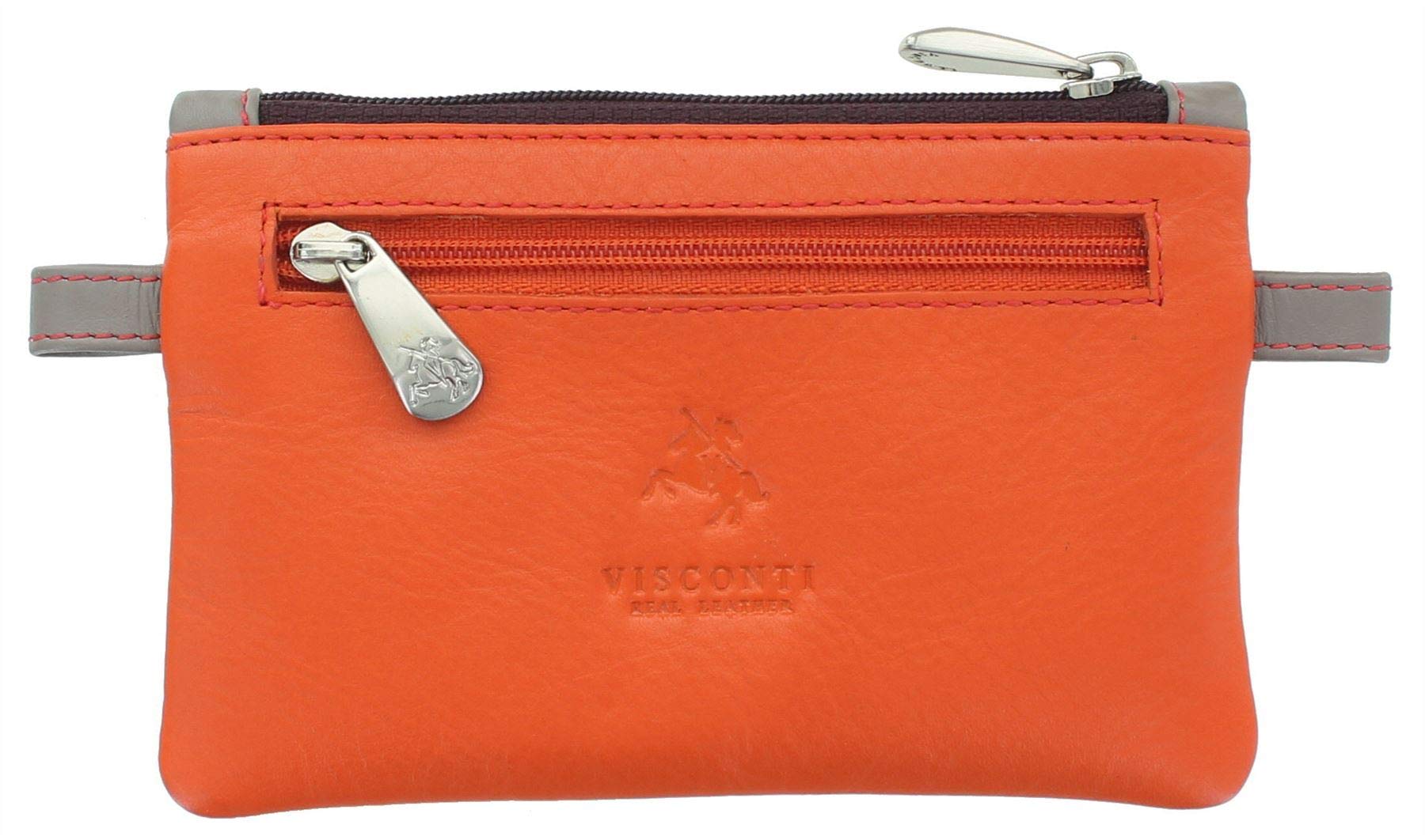 Visconti Leather Zip Top Cora Coin Purse with Keyring CP2a Orange Multi