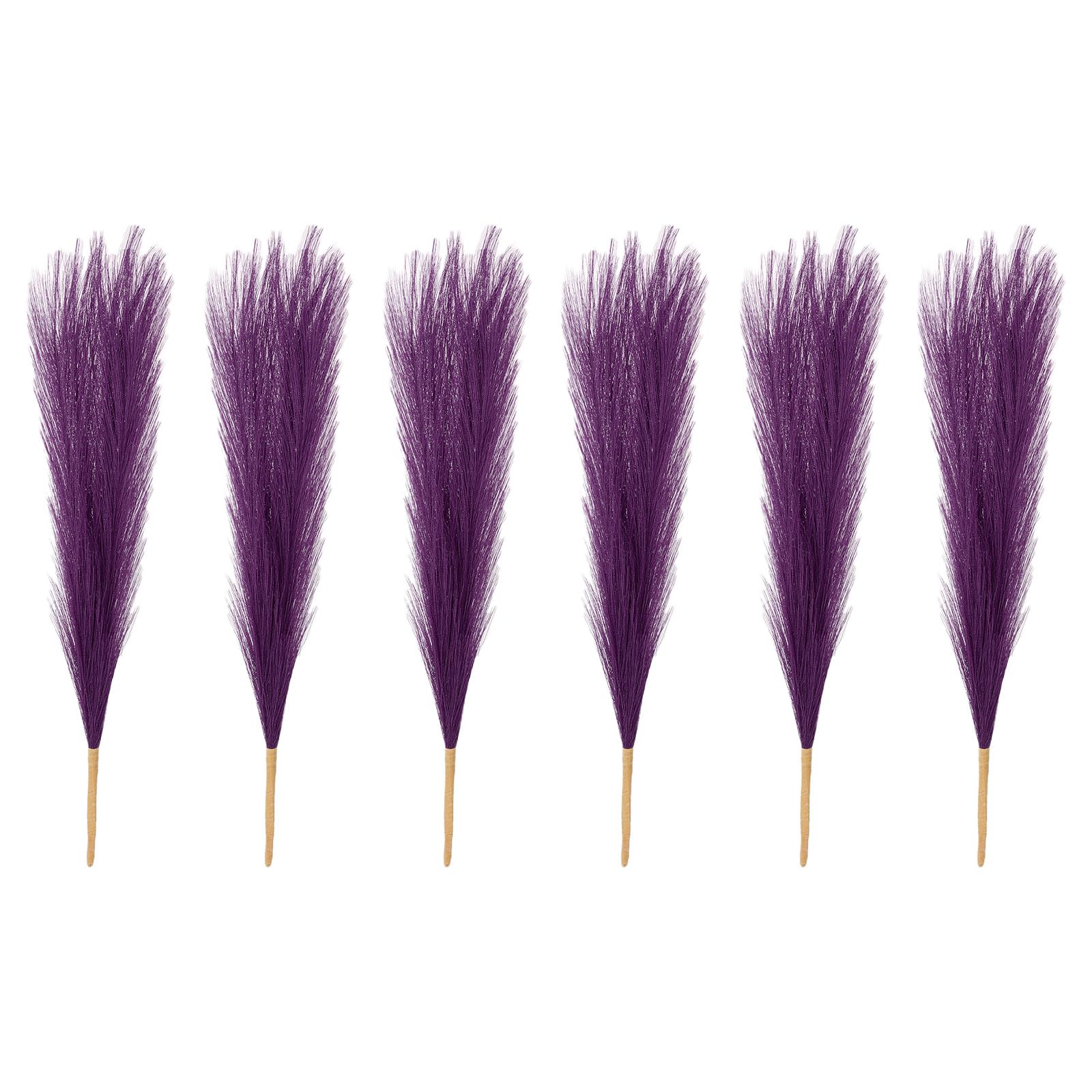 PATIKIL 17 Inch Faux Pampas Grass, 6 Pcs Boho Decor for Home Decoration Artificial Tall Fluffy Stems for Wedding Flower Party Vase Arrangement Centerpieces, Dark Purple